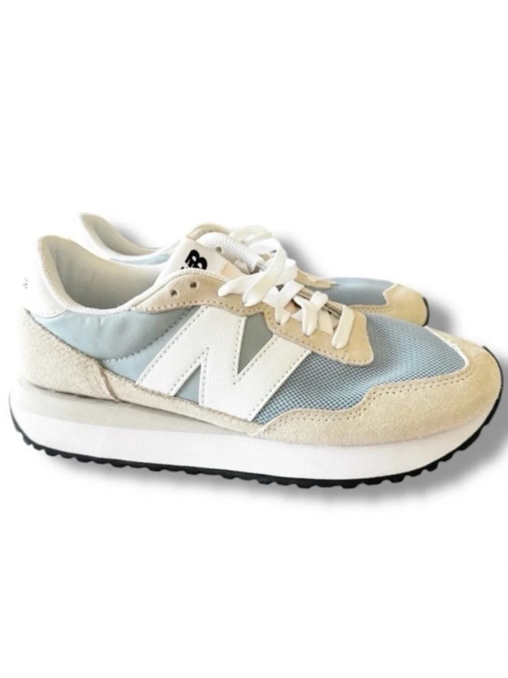 New Balance Women's Light Blue White Cream Runner Sneakers